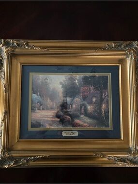 Thomas Kinkade “Painter of Light”Art 12x8 double matted frame 20x24 matted